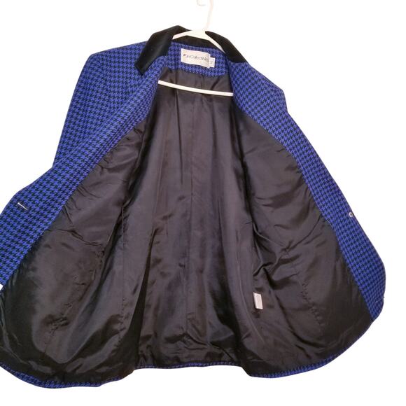 VTG-JH Collectibles Women's Blue/Black Houndstooth Long Sleeve Wool Blazer Sz 12 - Picture 5 of 12